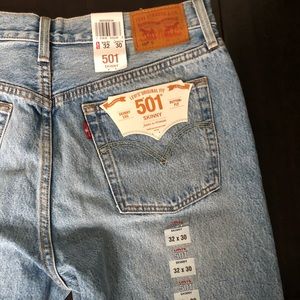 Levi’s 501 skinny, straight, distressed jeans